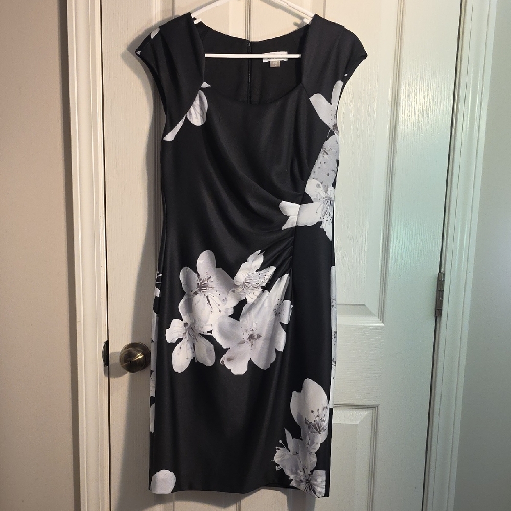 Calvin Klein Black Dress with White Floral Print